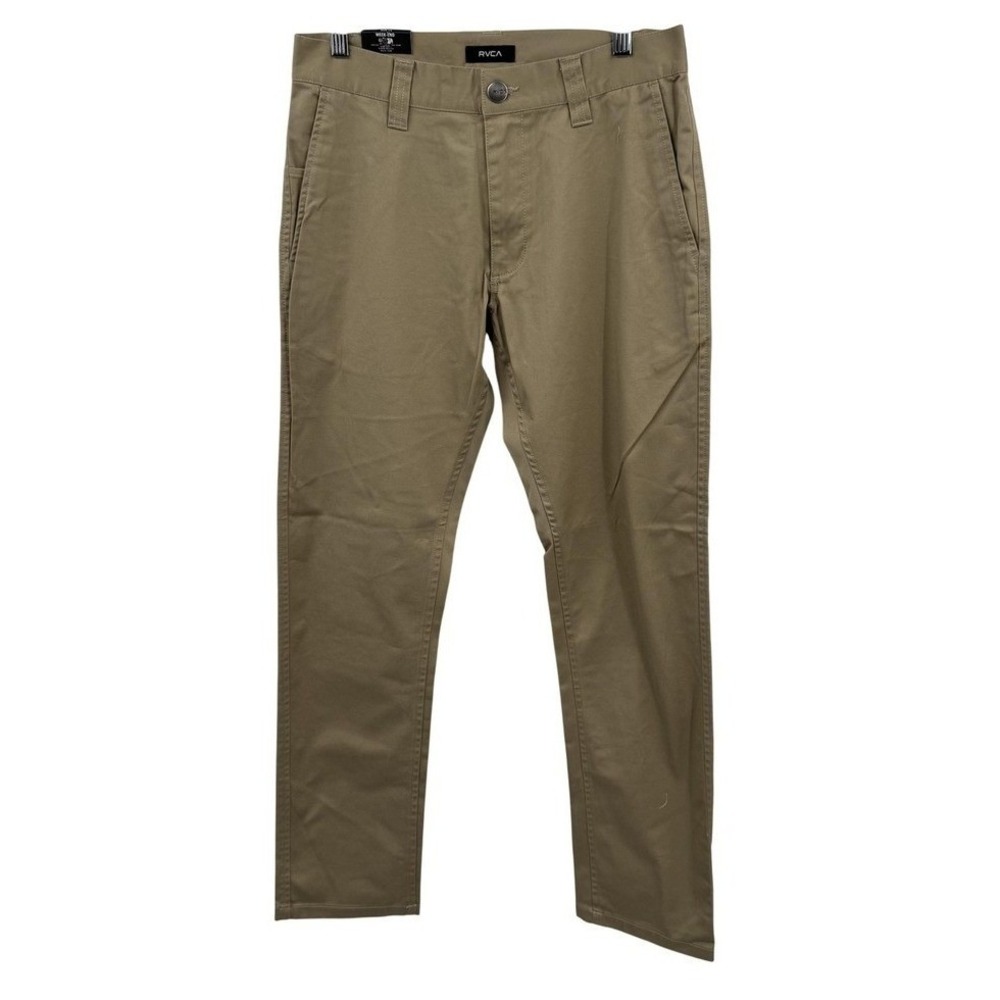 RVCA Mens The Weekend Stretch Pants 29 Khaki Straight Fit Chinos Skate Casual